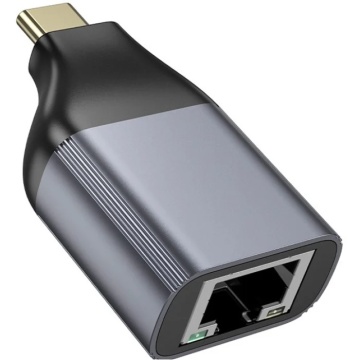 Adaptor USB-C la RJ45, OTG Hoco UA35, rețea 100Mbps, gri - Img 3