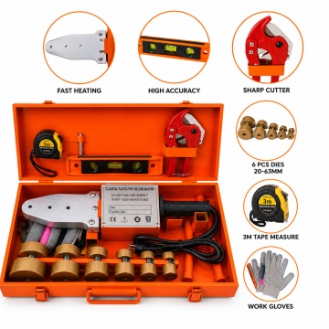 Aparat plita sudat tevi PPR Pexor 2000W, control precis al temperaturii, incalzire rapida, 20mm-32mm, 6 bacuri, foarfeca taiat tevi, ruleta 3m, impus, orange - Img 4