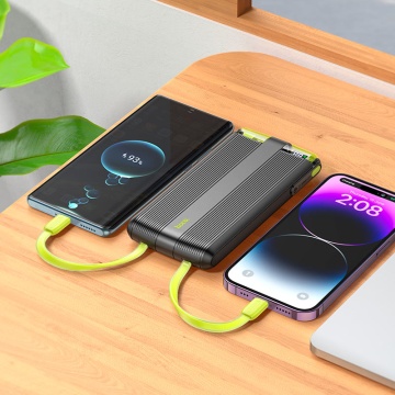 Baterie externa Hoco J127A, 10000mAh cu mini-cabluri USB-C / Lightning, 20W, Display LED, Mecha Dual, Alb - Img 5