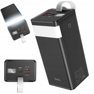 Baterie externa Hoco J86A, 50000mAh, 22.5W, USB-C PD, QC 3.0, LED, negru - Img 1