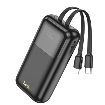 Baterie externa Hoco Q25, 10000mAh, cabluri USB-C si Lightning, incarcare rapida 20W, ecran LED, negru - Img 2