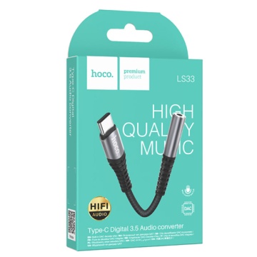 Cablu Audio USB-C la Jack 3.5mm (F)- 12cm, Hoco LS33, negru - Img 6