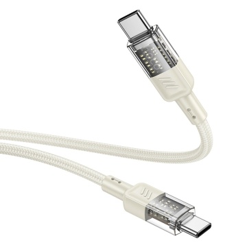 Cablu Type-C la Type-C, Hoco U129, PD60W, QC3.0, 3A, Crystal, 1.2m, auriu - Img 3