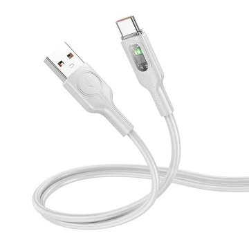 Cablu USB-A la Lightning, Hoco U120, 2.4A, LED Power, 1.2m, gri - Img 1