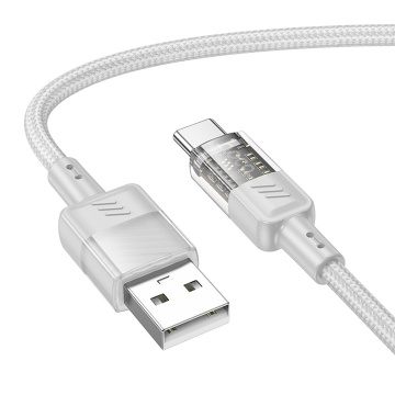 Cablu USB-A la Lightning, Hoco U129, 18W, 2.4A, Crystal, 1.2m, gri - Img 1