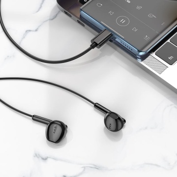 Casti cu Fir Hoco M123, In Ear, USB-C, 1.2m, Mic & Volume Key, HiFi, negru - Img 3