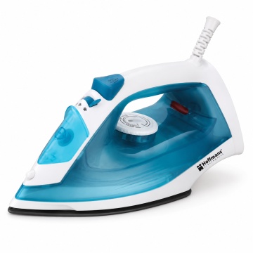 Fier de calcat cu abur Hoffmans HM-9061, 2000W, rezervor 220 ml, talpa antiaderenta, abur vertical, autocuratare, White/Blue