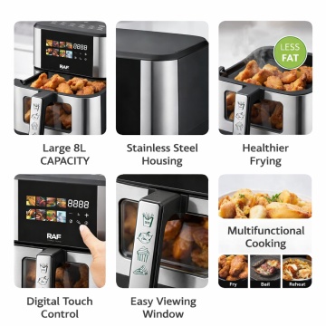 Friteuza Air Fryer Digitala Raf R50005, Capacitaea 8L, 1800W, Inox Profesional, Negru - Img 8