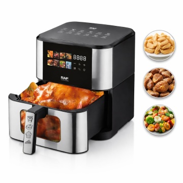 Friteuza Air Fryer Digitala Raf R50005, Capacitaea 8L, 1800W, Inox Profesional, Negru