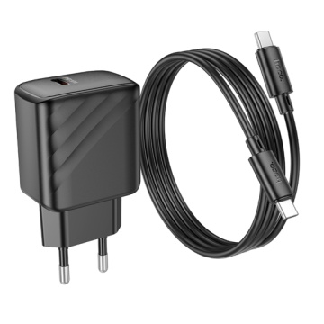 Incarcator Retea + Cablu USB-C, Hoco CS22A, 1m, PD30W, 1xUSB-C, QC/FCP/AFC, negru - Img 3