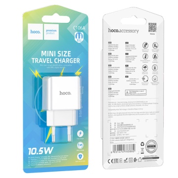 Incarcator Retea Hoco C106A, 10.5W, 5V, 2.1A, 1xUSB-A, QC 3.0, alb - Img 6