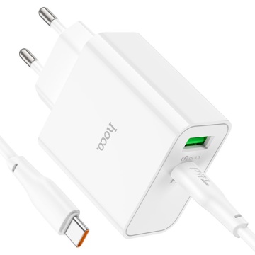 Incarcator Retea Hoco C113A, 65W, 1xUSB-C, 1xUSB-A, PD, QC 3.0, alb