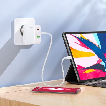 Incarcator Retea Hoco C115A, 65W, 2xUSB-C, 1xUSB-A, PD, QC 3.0, alb - Img 4