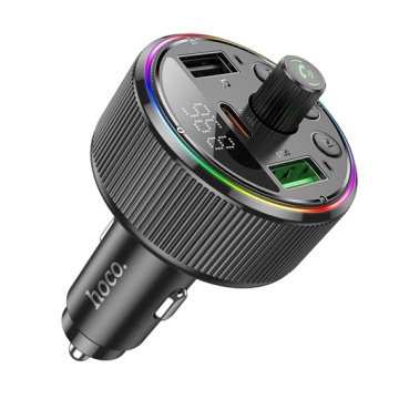 Modulator FM/Incarcator Auto, Hoco E82, PD30W, 5V, 4.5A, 1xUSB-C, 2xUSB-A, Inteligent Balance, Ambient Light, negru - Img 2