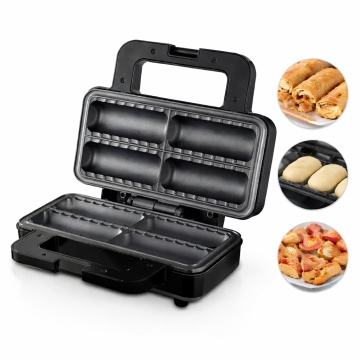 Sandwich-maker 4 Rulouri Raf R529 800W Placi Antiaderente, 26x20x26cm, Negru