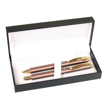 Set cadou stilou + pix Cresco Exclusive, corp metalic bronz clips auriu - S1774 - Img 1