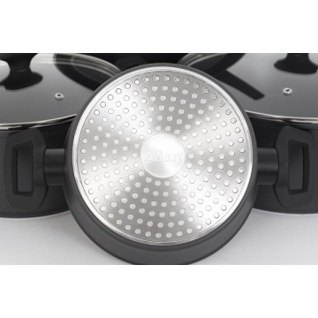 Set oale gatit ZILAN 7 piese, aluminiu interior neaderent PTFE, capace sticla, ZLN3277, gri - Img 3