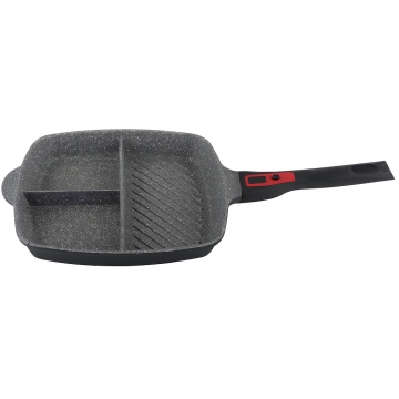 Tigaie grill 3in1 ZILAN, 28cm, aluminiu interior granit, compatibil inductie, maner soft touch detasabil, ZLN3352, gri