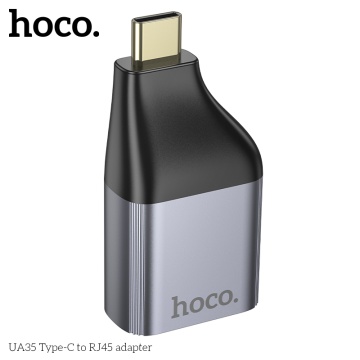 Adaptor USB-C la RJ45, OTG Hoco UA35, rețea 100Mbps, gri - Img 4