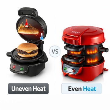 Aparat Burger Maker si Sandwich Raf R666 600W Placi Antiaderente Rosu - Img 4