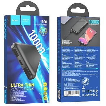 Baterie externa 10.000mAh, Hoco J100, 2xUSB-A, incarcare rapida, negru - Img 6