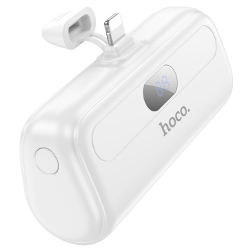 Baterie externa Hoco J116, 5000mAh cu afișaj digital, conector Lightning, dimensiuni compacte, 5V/2A, alb - Img 1
