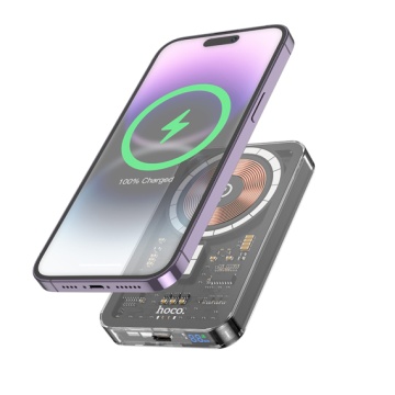 Baterie externa Hoco Q14, 5000mAh, wireless, USB-C PD 20W, magnet, display LED, Negru - Img 5