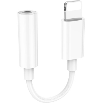 Cablu Audio Hoco LS34, Lightning la Jack 3.5mm (F) - 8cm, alb - Img 2