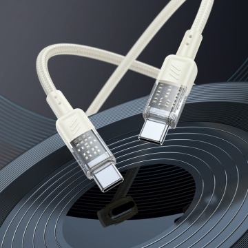 Cablu Type-C la Type-C, Hoco U129, PD60W, QC3.0, 3A, Crystal, 1.2m, auriu - Img 4