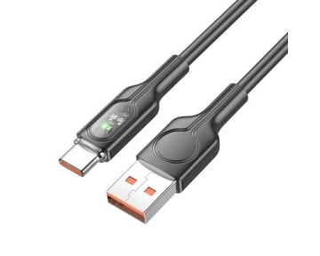 Cablu USB-A la Lightning, Hoco U120, 2.4A, LED Power, 1.2m, negru - Img 2