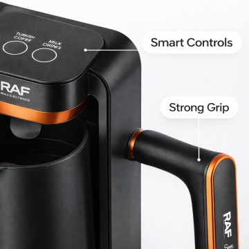 Cafetiera Turceasca Automata RAF R.147H 500W 280 ml Control Inteligent Spuma Bogata Negru Auriu - Img 4