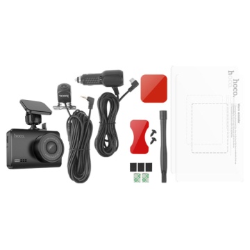 Camera de bord Hoco DV3, video Dual Channel, LCD HD 2.45", acumulator 200mAh, cablu Back 5.5m, TF Card, Multilanguage, negru - Img 5