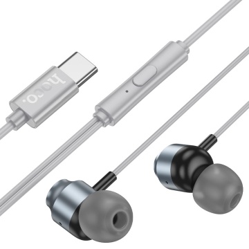 Casti cu Fir Hoco M122, In Ear, USB-C, 1.2m, Mic & Volume Key, HiFi, gri - Img 4