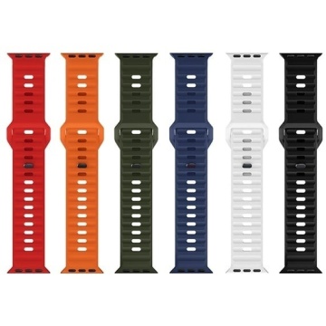 Curea silicon pentru iWatch, Hoco WA27, Universal Size, Flexibile Band, Stepped, albastru - Img 4