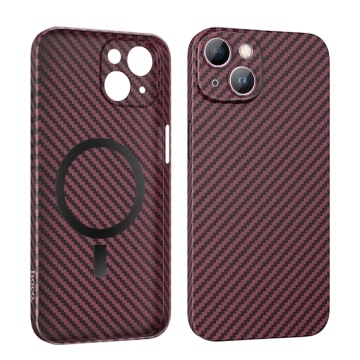 Husa iPhone 14 Plus Hoco, MagSafe, carbon, thin, protectie premium, bordo - Img 1