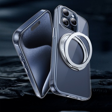 Husa iPhone 15 Pro Max Hoco AS1, MagSafe, Ring Stand, protectie premium, transparent - Img 2