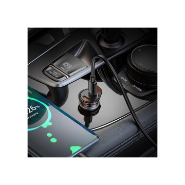 Incarcator auto Hoco NZ16B, PD45W, 2xUSB-C, cablu USB-C 1m, gri - Img 3