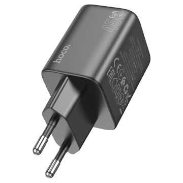 Incarcator Retea + Cablu Lightning, Hoco N42, 45W, 2xUSB-A, negru - Img 3