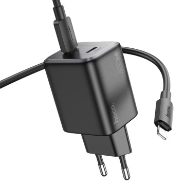 Incarcator Retea + Cablu USB-C, Hoco N42, 45W, 2xUSB-A, negru - Img 1