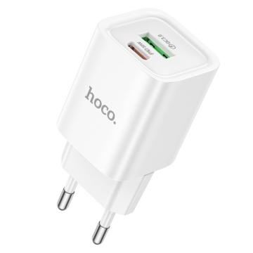 Incarcator Retea Hoco C149A, PD30W, 1xUSB-C, 1xUSB-A, alb - Img 1