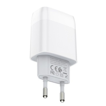 Incarcator Retea Hoco C73A, 18W, 2xUSB-A, QC 3.0, alb - Img 2