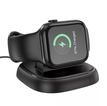 Incarcator Wireless Hoco CW44, iWatch, 2.5W, Qi Charging, Stand, negru - Img 1