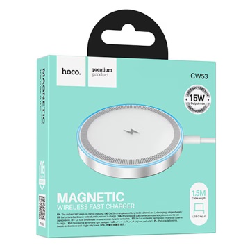 Încarcator wireless Hoco CW53, magnetic, 15W, Qi, universal, gri - Img 1