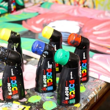 Marker UNI Posca mop'r PCM22, varf rotund buretat 3.0-19.0mm, negru - M1424 - Img 5