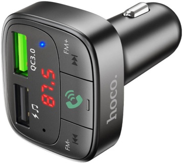 Modulator FM | Bluetooth, Hoco E59, 18W, 5V, 3.1A, 2xUSB-A, QC 3.0, negru - Img 2