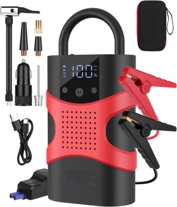 Starter auto Pexor 4 in 1, booster 1800A, compresor 150PSI, baterie externa 14800mAh, lanterna LED, afisaj digital, portabil - Img 1