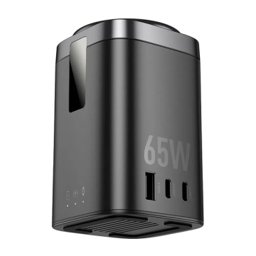 Statie Incarcare Wireless Hoco CQ20A, 2x USB-C, USB, 65W, Qi Charging, Stand, 6in1, negru - Img 4
