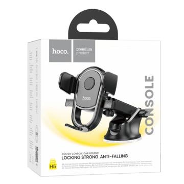 Suport auto Hoco H5, cleme laterale, bord, MultiAngle, AutoLock, negru - Img 2