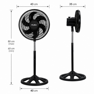Ventilator cu picior Floria ZLN1092, 55W, 3 trepte viteza, oscilatie, negru - Img 7