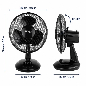 Ventilator de birou Floria ZLN1211 - 26cm, 25W, 2 viteze, oscilatie 90°, motor silentios - Img 7